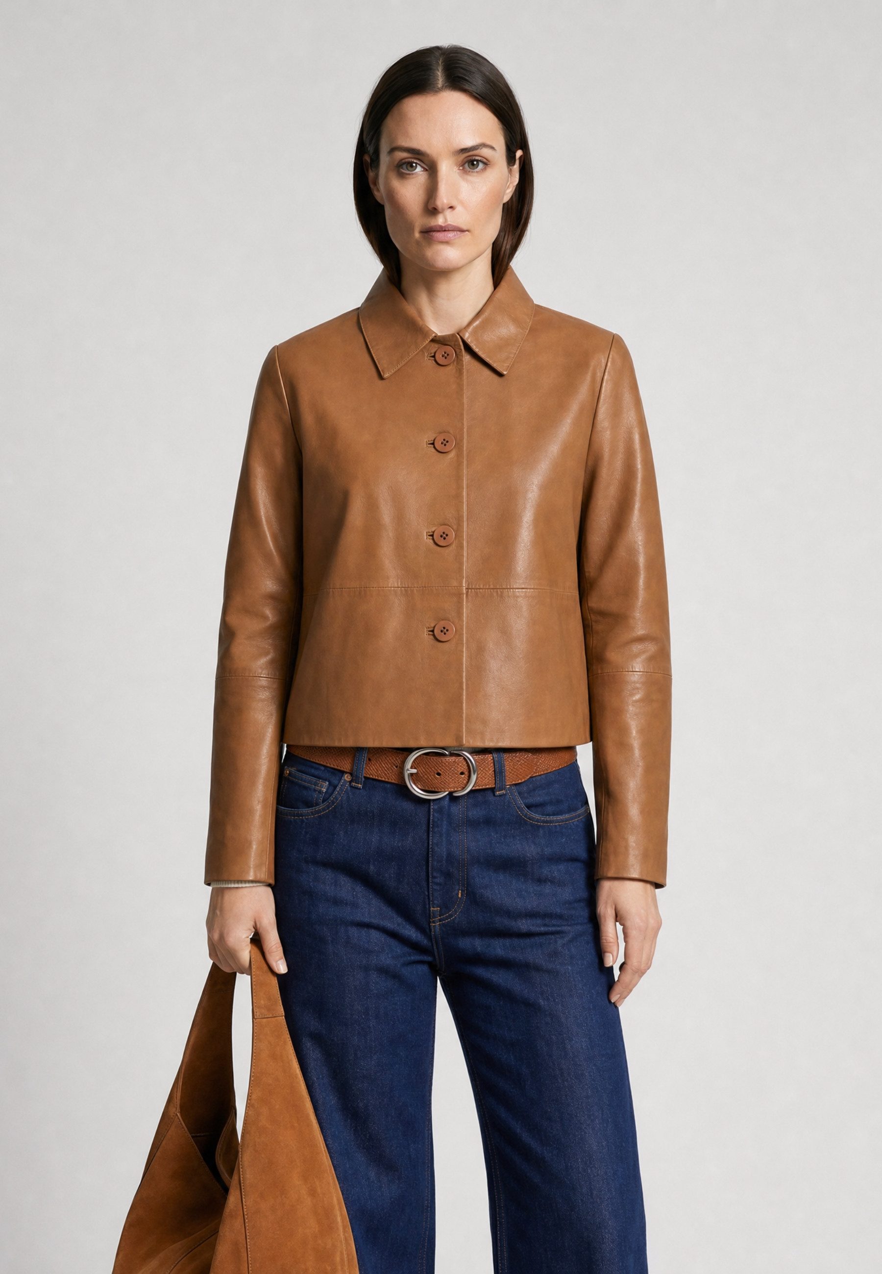 RICANO Lederjacke Cecila Lederjacke im Bolero-Stil mit Polokragen