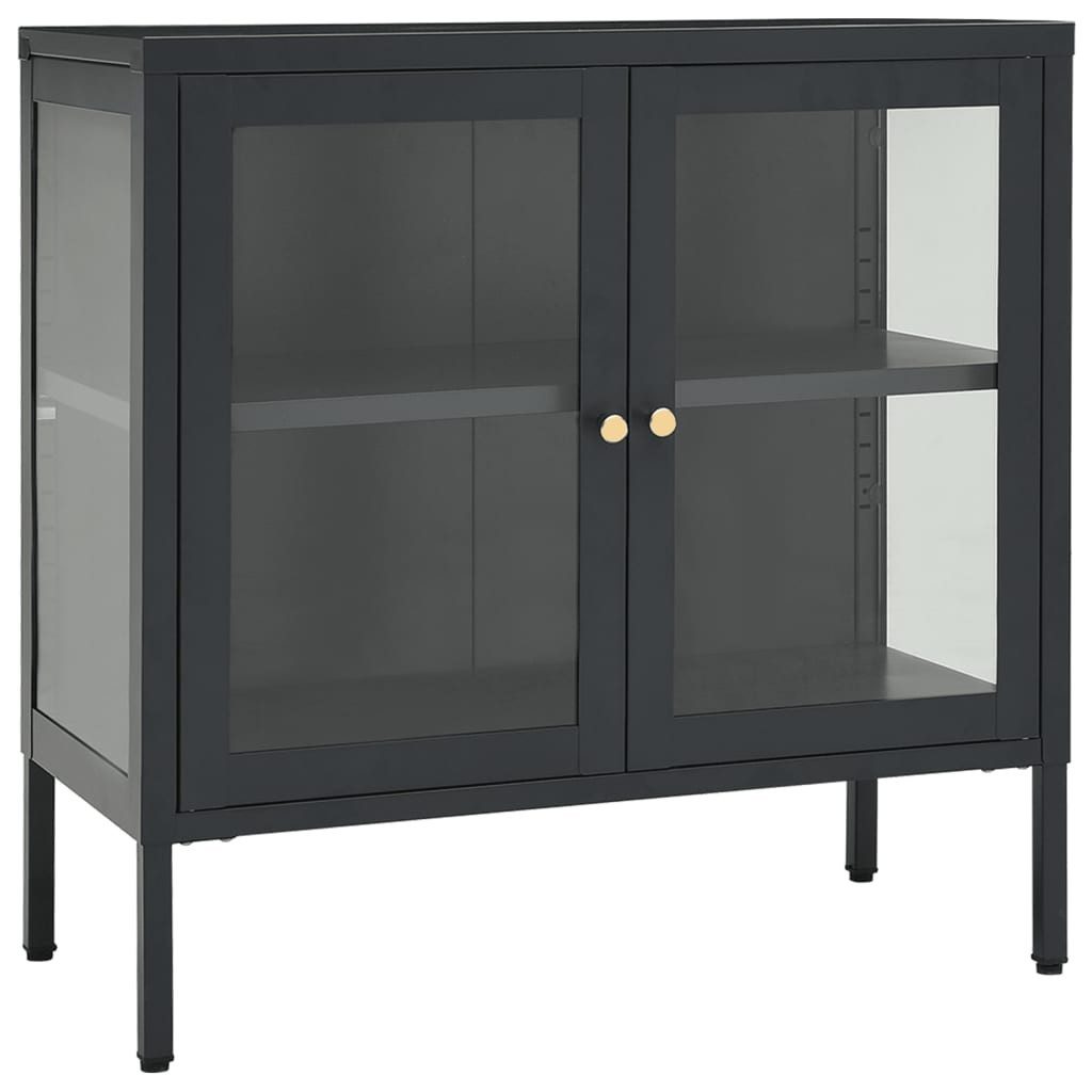 vidaXL Vitrine Sideboard Anthrazit 70x35x70 cm Stahl und Glas günstig online kaufen