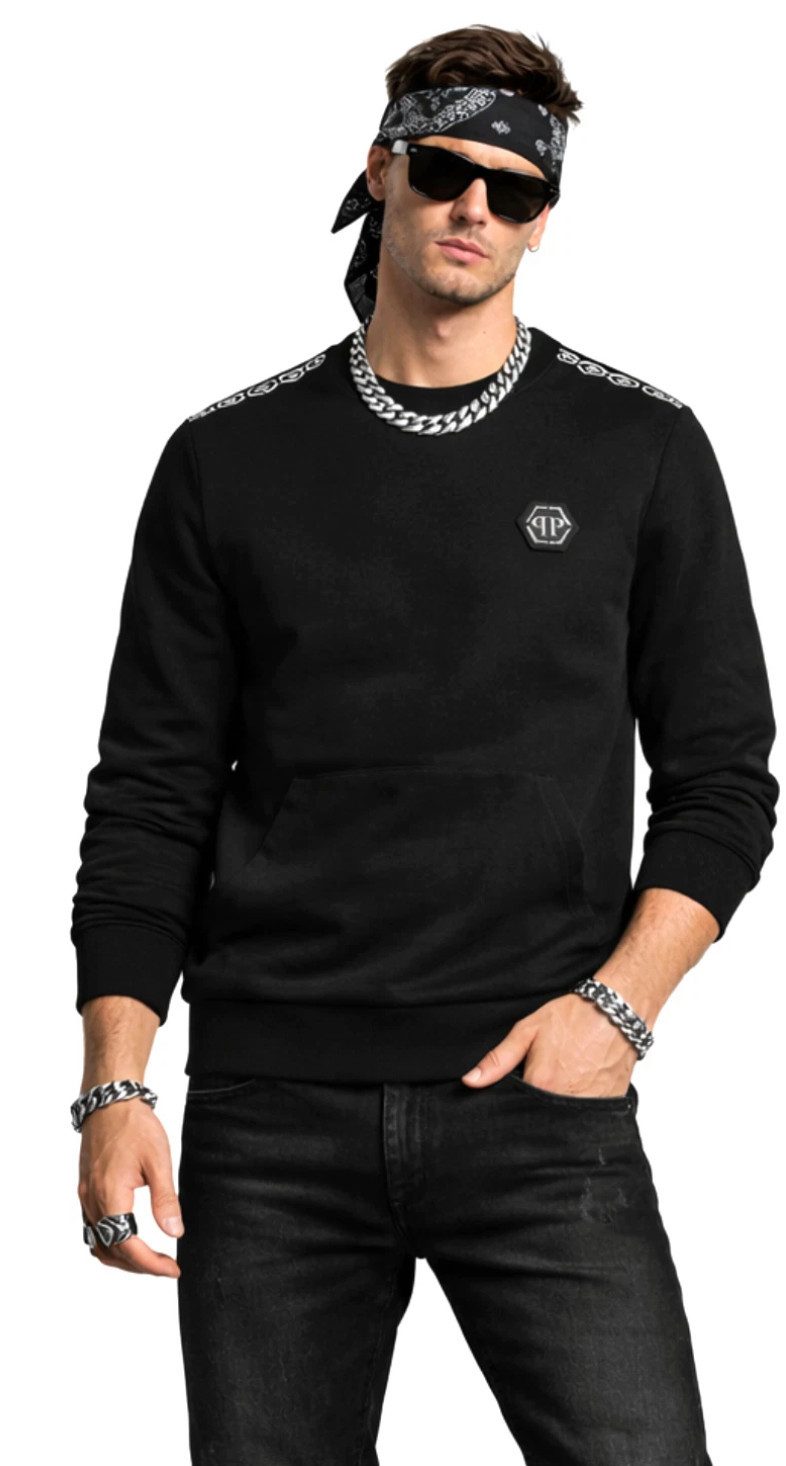 PHILIPP PLEIN Sweatshirt Sweater Tape Logo Pulli Pullover eine Kängurutasch günstig online kaufen