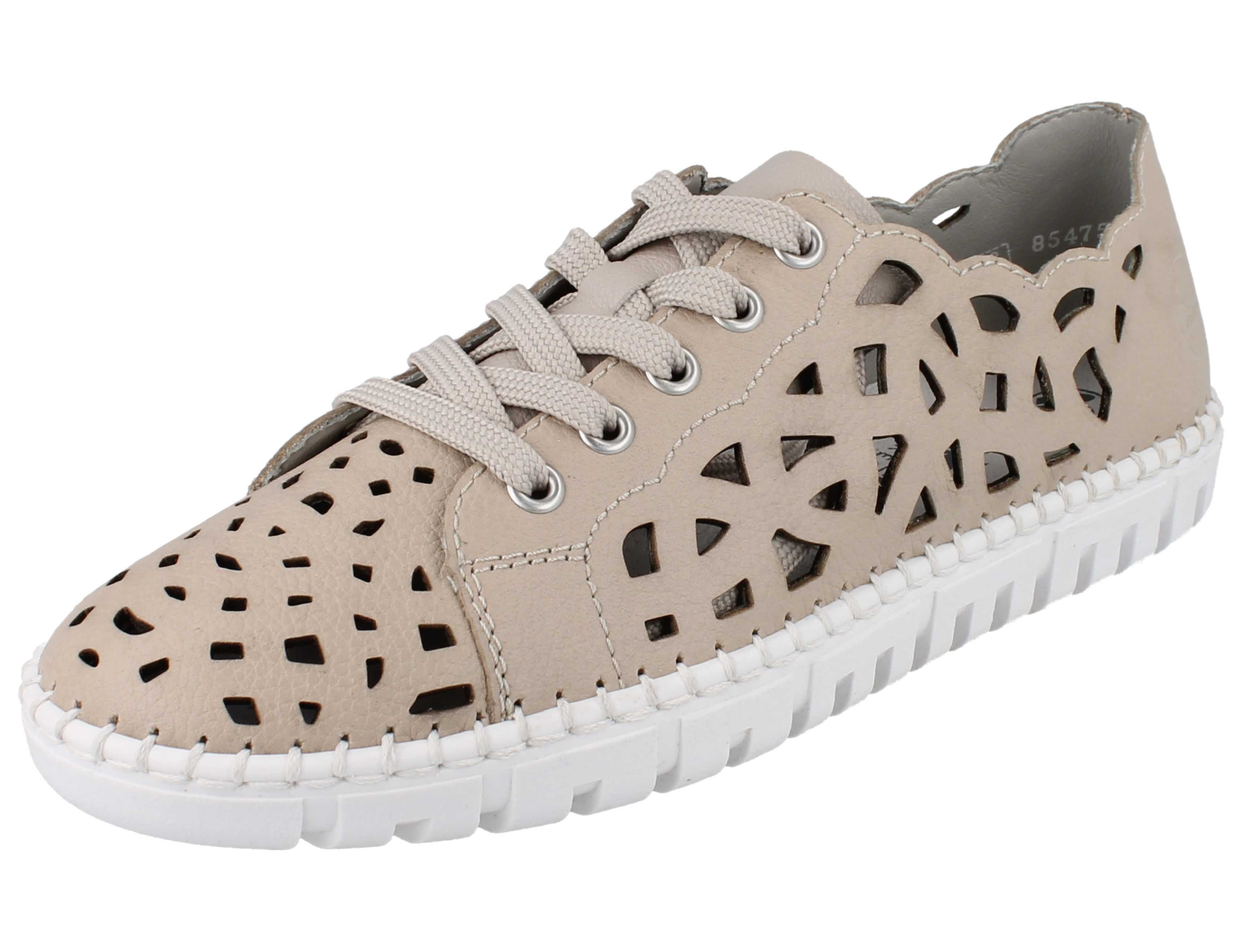 Rieker RIEKER M2315-60 Damen Barfuß Schnürschuhe beige Glattleder - Größe: Schnürschuh Wechselfußbett