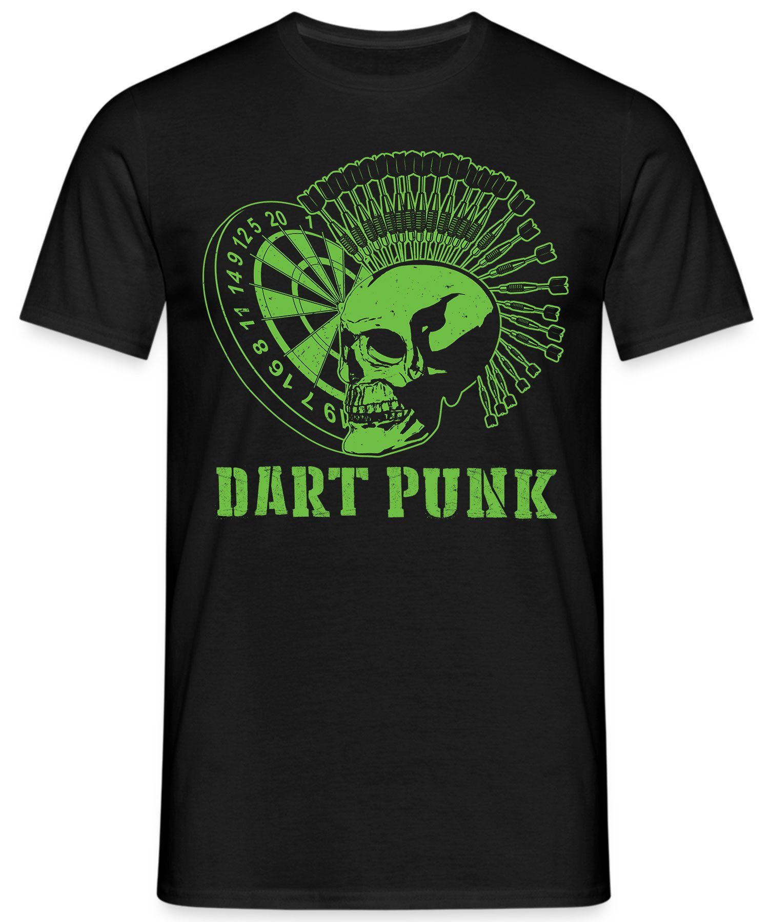 Quattro T-Shirt Formatee Herren Dart Dartpfeil Kurzarmshirt - Dart Punk Schwarz Dartspieler (1-tlg) Dartscheibe