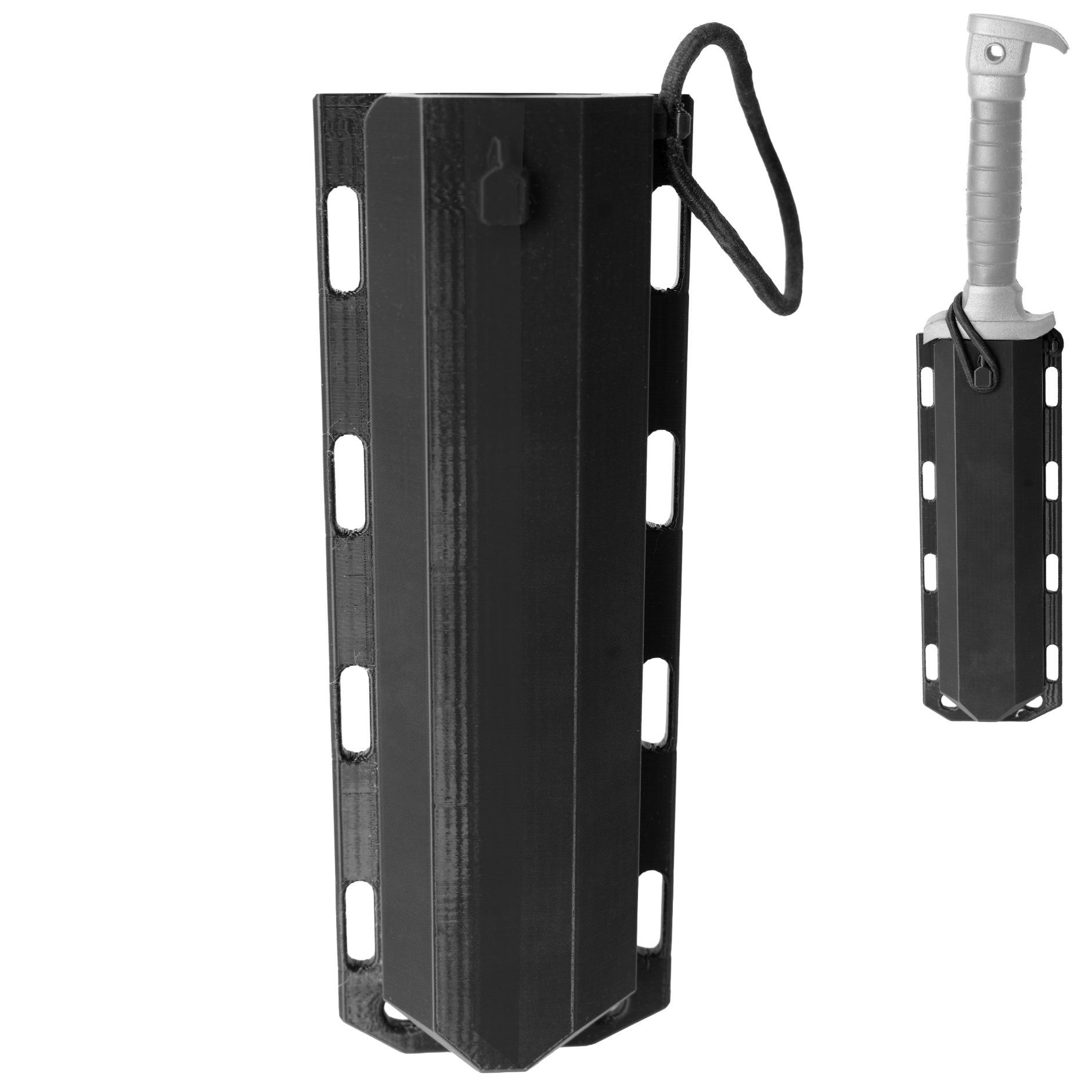 Blasterparts Kostüm Blasterparts 3D-Druck Scheide für Larp Messer Ripl, Robuste 3D-Druck Messerscheide im taktischen Kydex-Look mit 10 Befesti