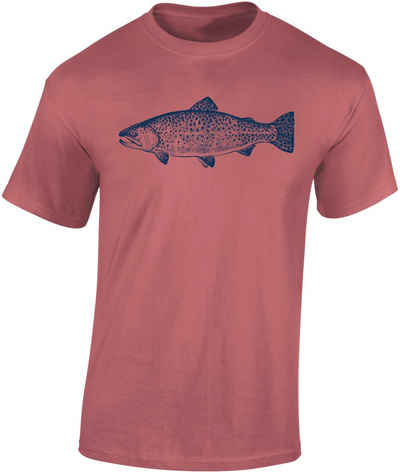 Baddery Print-Shirt Forelle - Angler T-Shirt - Angelkleidung - Angel Zubehör - Geschenk, hochwertiger Siebdruck, auch Übergrößen, aus Baumwolle