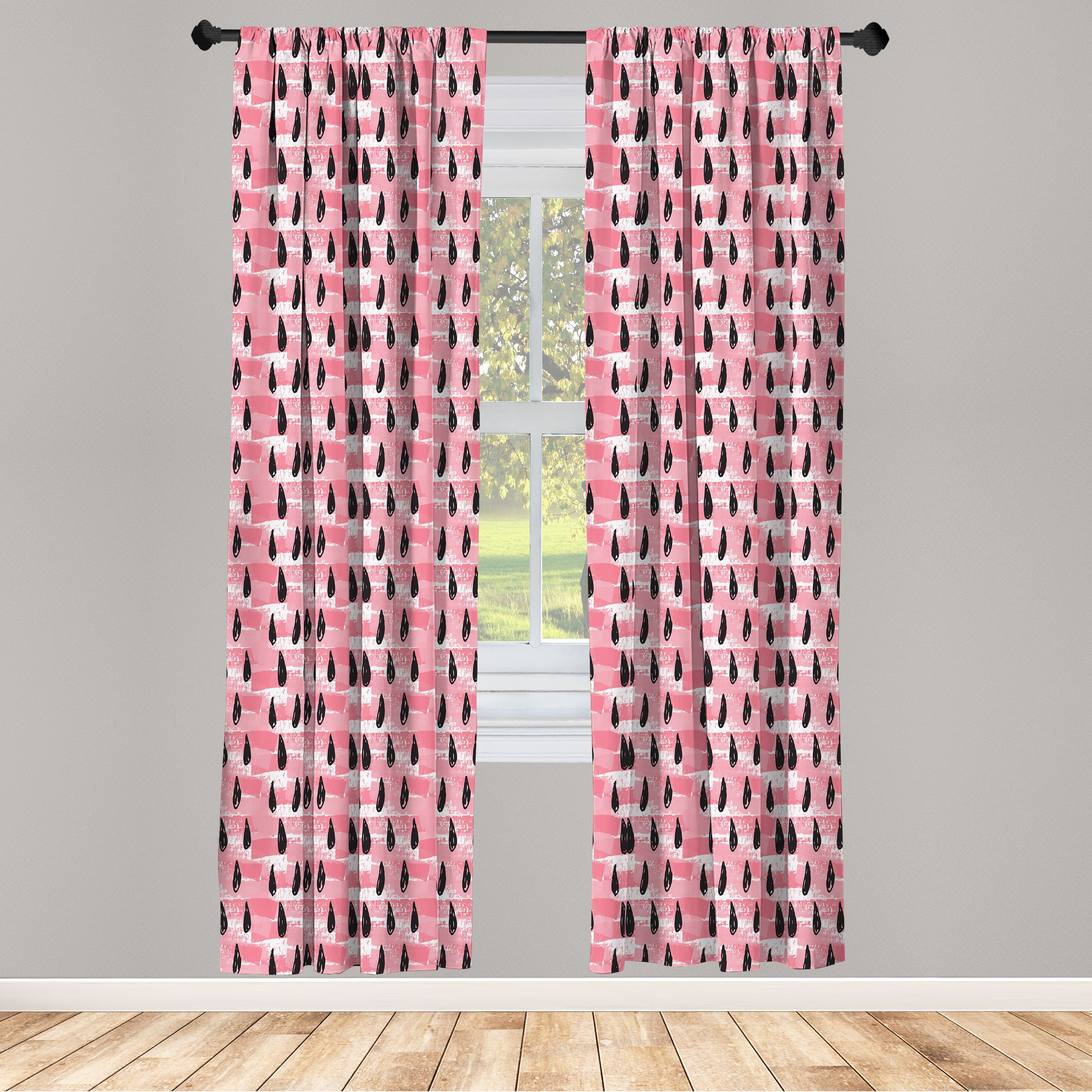 Gardine Vorhang für Wohnzimmer Schlafzimmer Dekor, Abakuhaus, Microfaser, Abstrakt Strokes und Drops