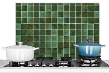 MuchoWow Küchenrückwand Fliese - Grün - Luxus - Muster, (1-tlg), 60x40 cm, Herdblende aus Wandschutz, Temperaturbeständig küchen