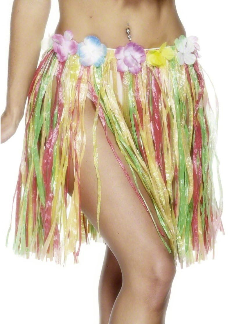Metamorph Hawaii-Kostüm Kurzer Hula-Rock bunt, Knallbunter Hawaiirock für tropische Partys