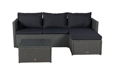 dasmöbelwerk Gartenlounge-Set Gartenlounge Ecksofa Balkonset Manila mit Tisch + Hocker grau-mix, individuell stellbar