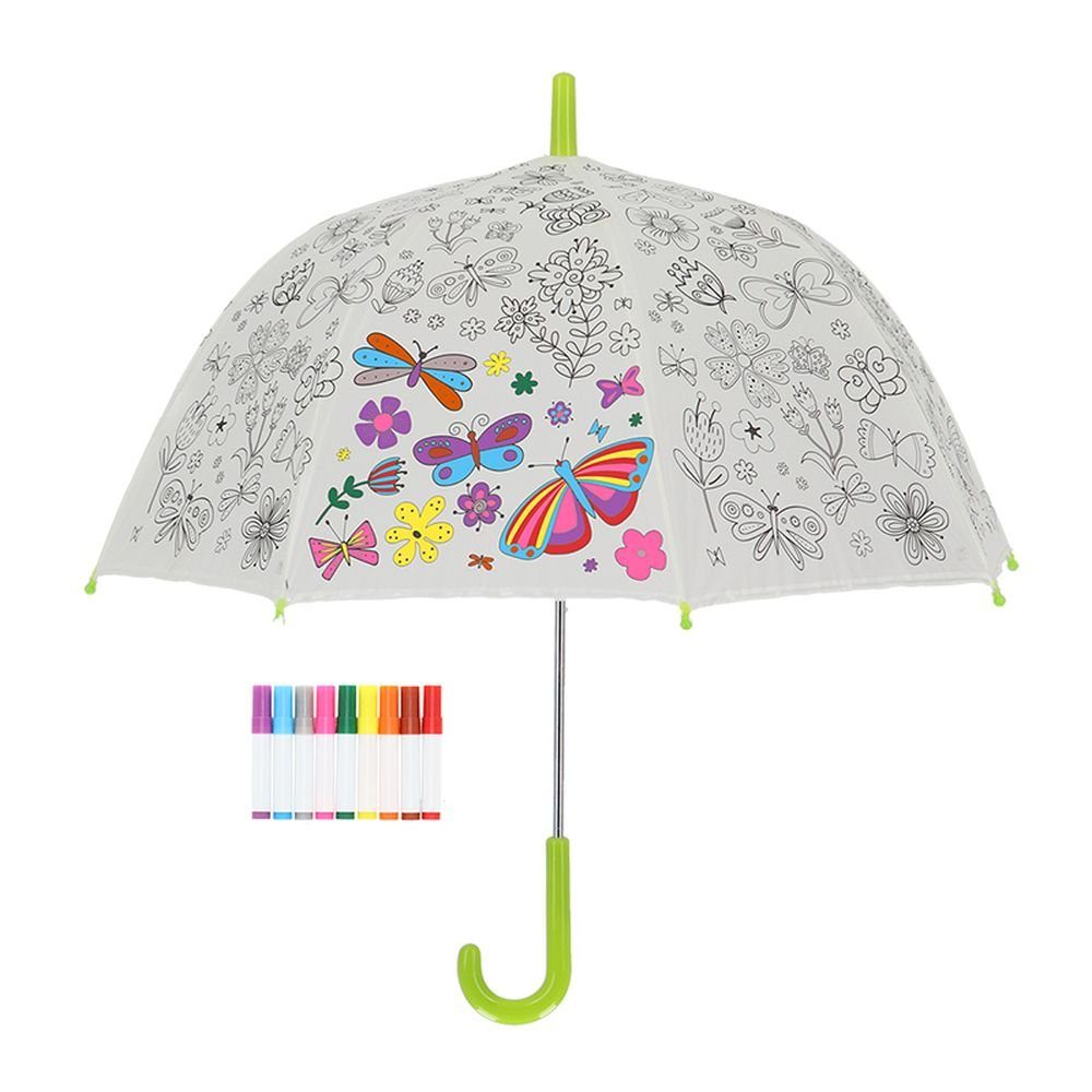 Rivanto Stockregenschirm, Kinder Regenschirm Blumen Ø 70,5 zum selbst Ausmalen