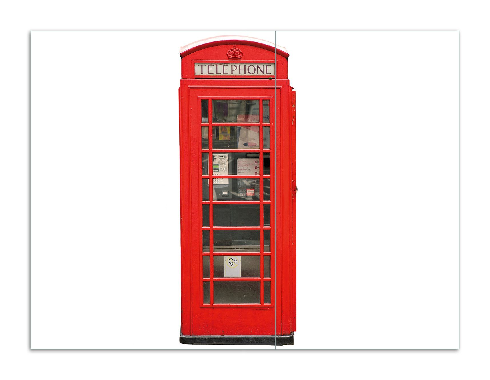 Wallario Herd-Abdeckplatte London Rote Telefonzelle, ESG-Sicherheitsglas, (Glasplatte, 2 tlg., inkl. 5mm Noppen), verschiedene Größen