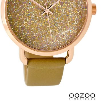 OOZOO Quarzuhr Oozoo Damen Armbanduhr Timepieces Analog, (Analoguhr), Damenuhr rund, mittel (ca. 38mm) Lederarmband, Fashion-Style