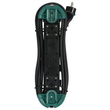 Bachmann HOOK Outdoor 4x Schutzkontakt Steckdosenleiste (Kabellänge 4 m), Kunststoff, mit Schalter und Klappdeckeln, IP44