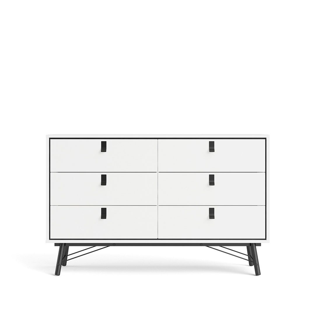 ebuy24 Kommode Rye Kommode breit 6 Schubladen mattweiss.