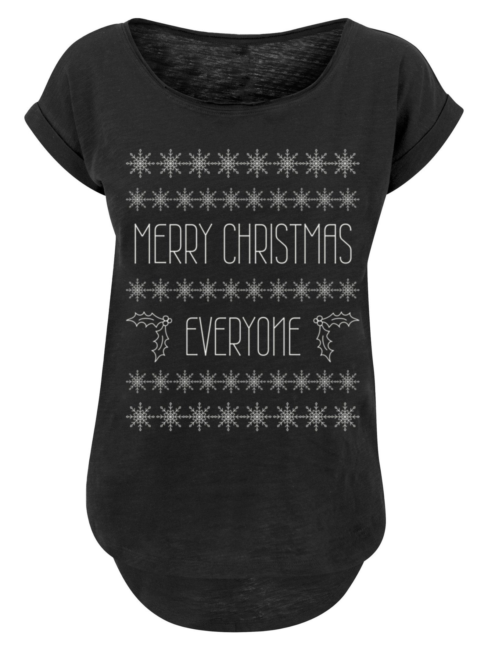 F4NT4STIC T-Shirt Merry schwarz Print Christmas Weihnachten Everyone