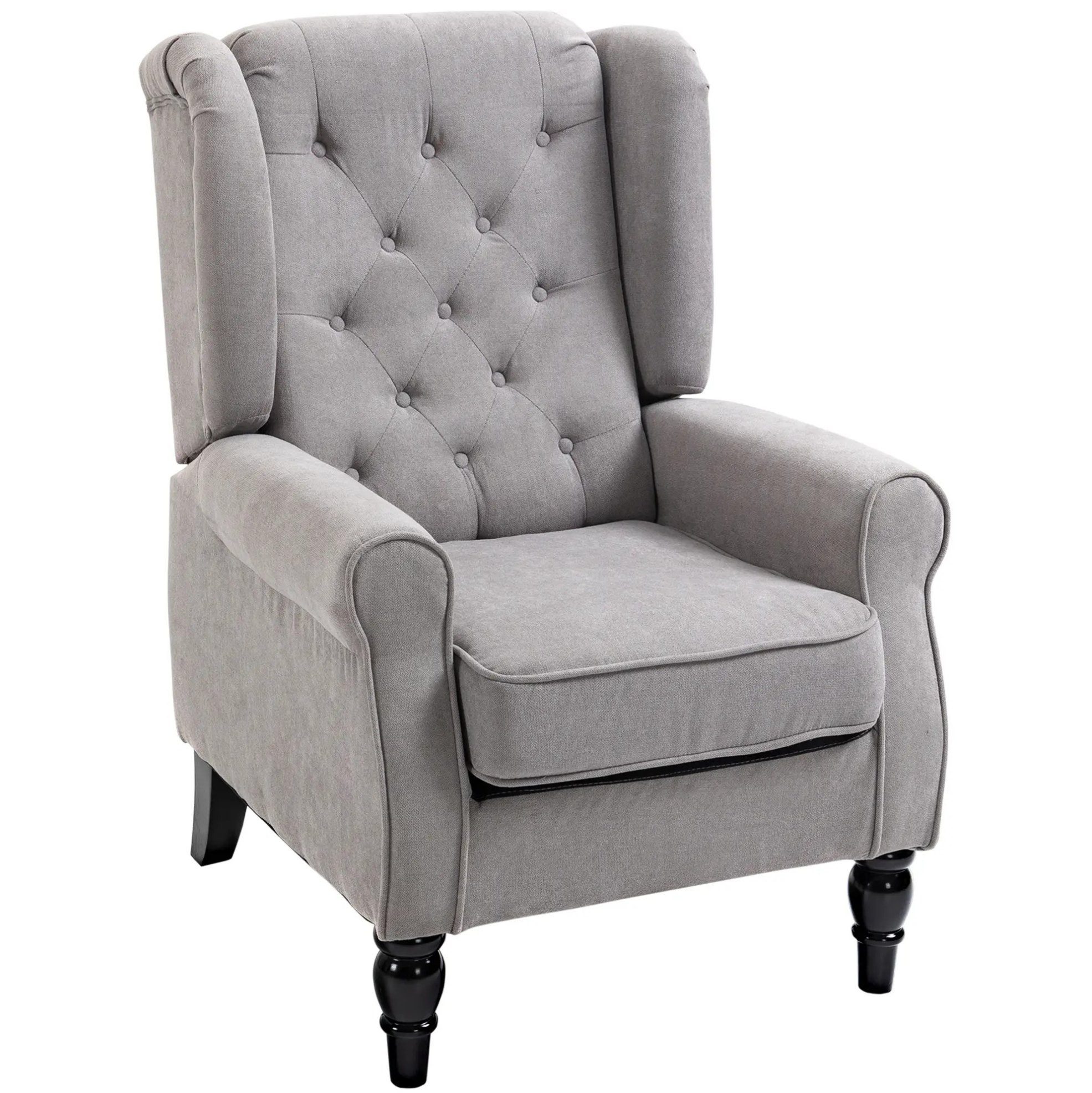 Relaxsessel Gepolsterter sessel in Grau, 74x86x102 cm, mit Tufting & Holzbeinen