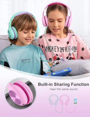Nabevi mit Kabel, 85/94dB Lautstärkegrenze, HD-Ton Kinder-Kopfhörer (Soziale Interaktionen, die Beziehungen vertiefen und verbinden., Sharing-Funktion, Over-Ear Verstellbare Faltbare mit Mikrofon)