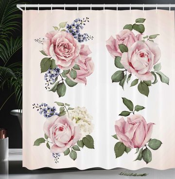 Abakuhaus Duschvorhang Moderner Digitaldruck mit 12 Haken auf Stoff Wasser Resistent Breite 175 cm, Höhe 180 cm, Rose Frühling Bouquets Natur