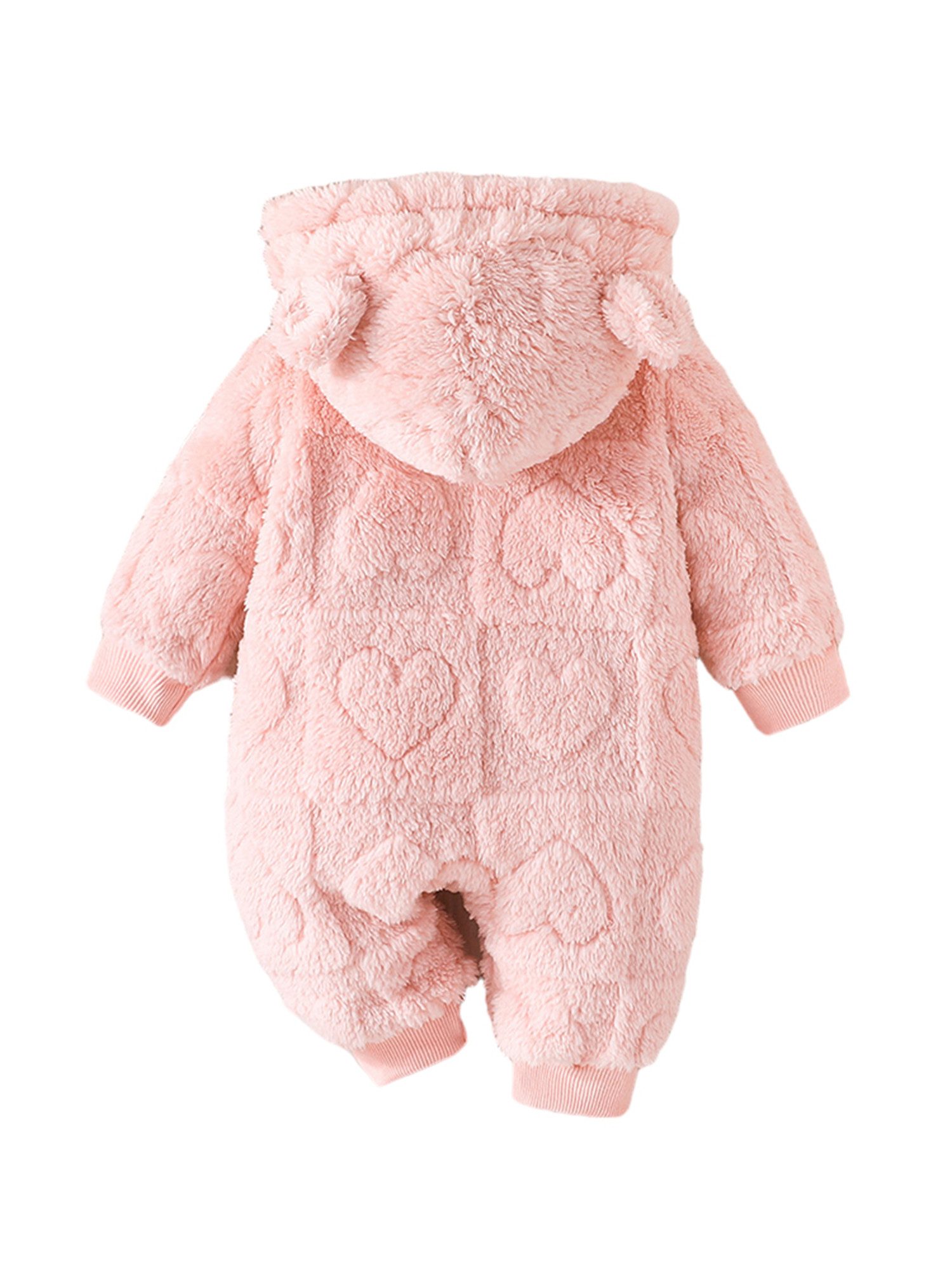 Lapastyle Strampler Kapuzenpullover für Baby Jungen Mädchen, warmer Overall mit Herzmuster (1-tlg) Baby Strampler mit Reißverschluss, einfarbige Kleidung