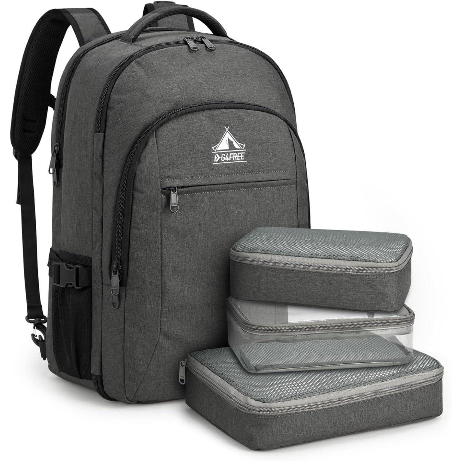 Reiserucksack Reiserucksack 40L Laptoprucksack 17 Zoll Herren Packwürfel Grau