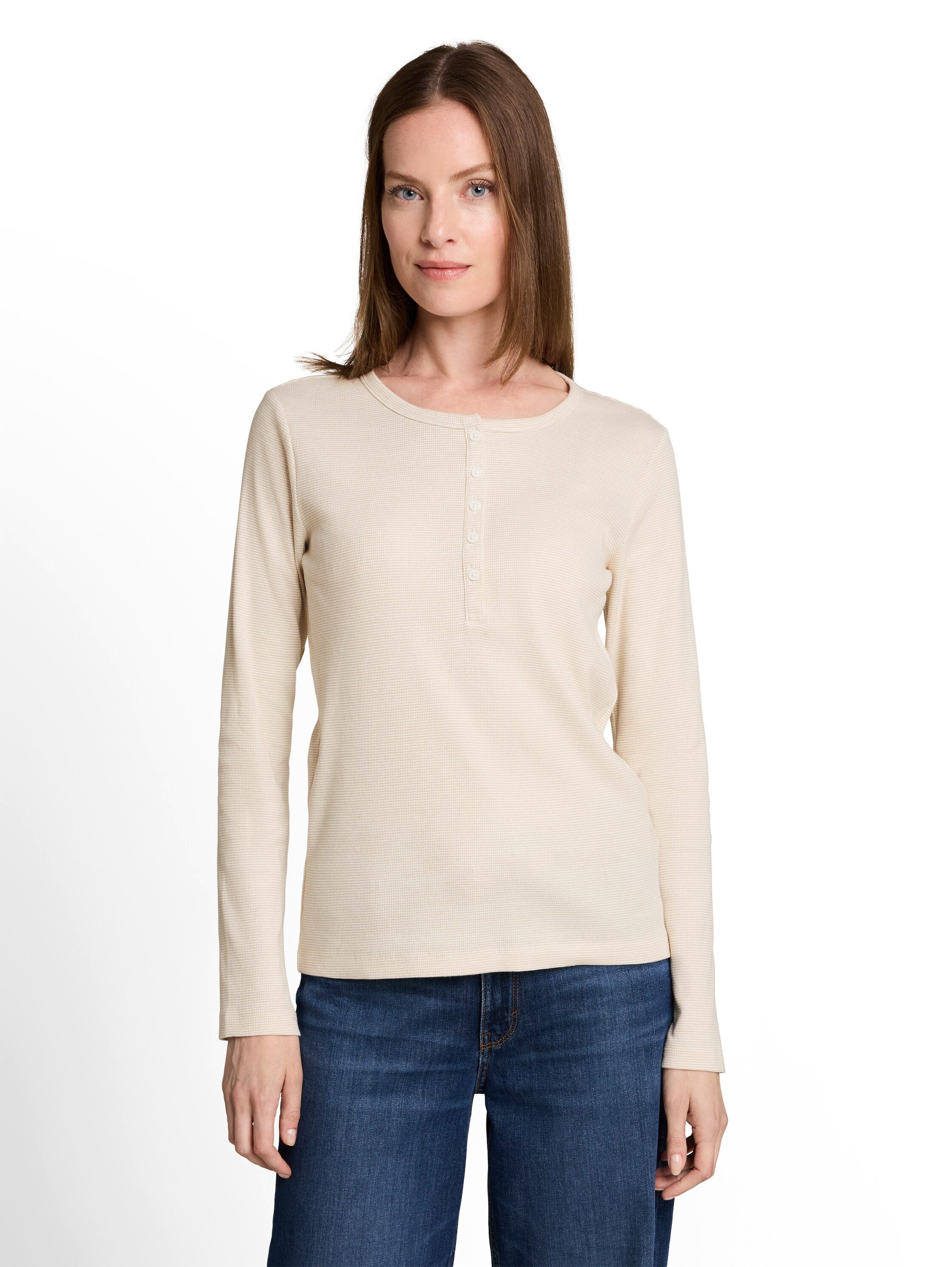 TOM TAILOR Langarmshirt mit feinen Streifen und Rundhals