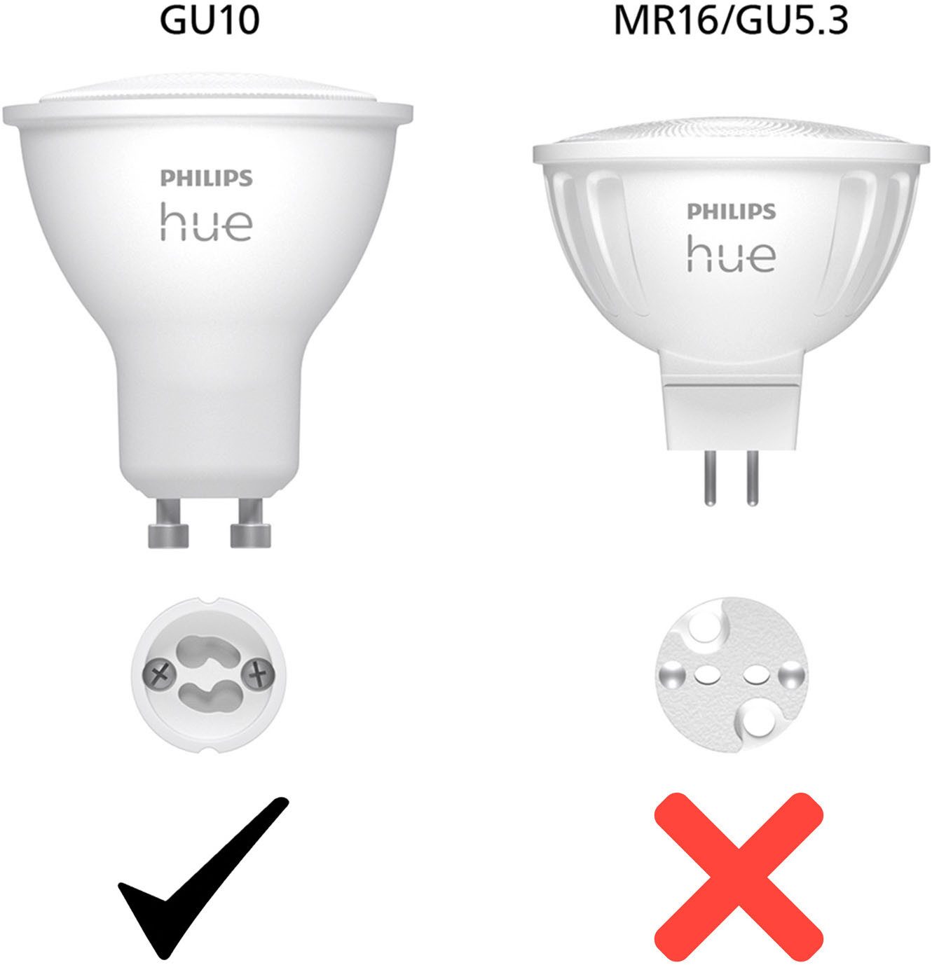 Philips Hue LED-Leuchtmittel White and Color Ambiance 400lm, GU10, 3 St., Farbwechsler
