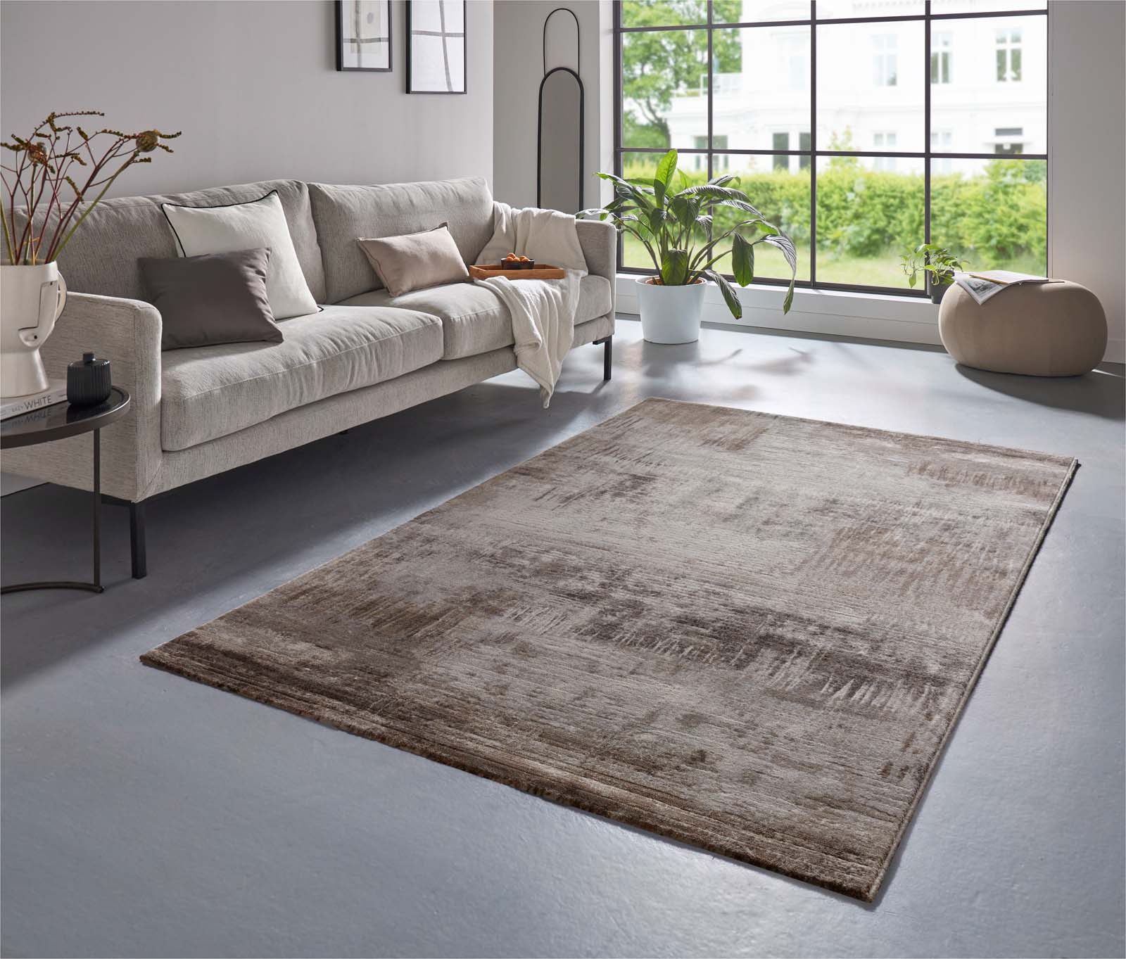 TaraCarpet Teppich Vintageteppich Argo 63393 Vintage, rechteckig, Höhe: 14 mm, Vintage Design in new beige und braun Töne schwere Qualität 80x150