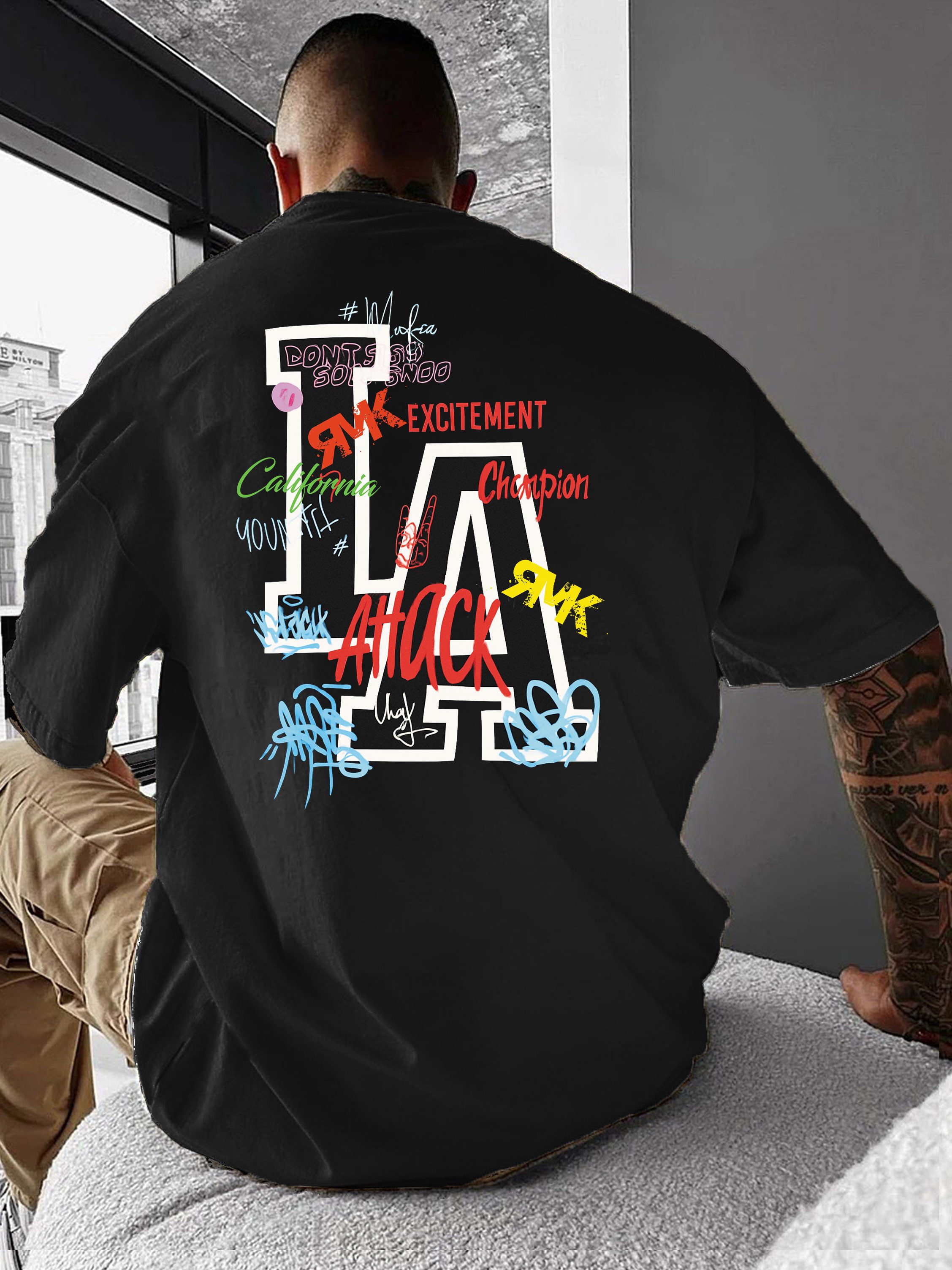 RMK T-Shirt Herren T-Shirt Print Bedruckung LA Los Angeles aus 100% Baumwolle
