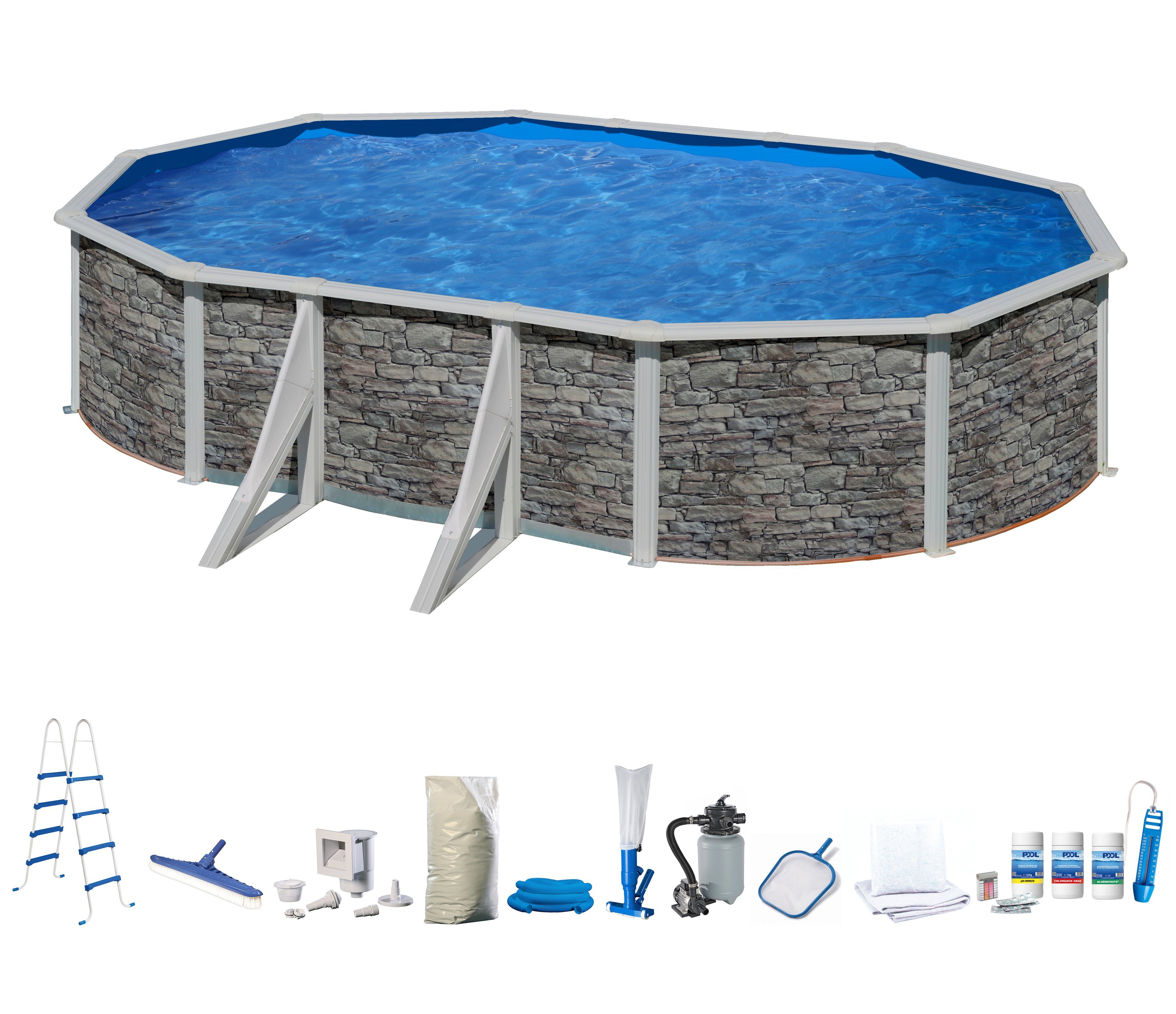 my POOL BWT Ovalpool (Komplett-Set, 10-tlg), in moderner Steinoptik, Höhe 132 cm, verschiedene Größen