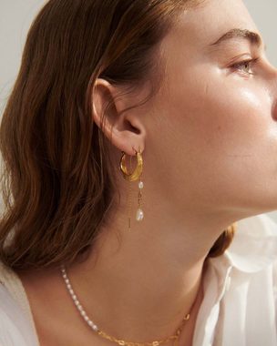 Pernille Corydon Perlenohrringe Seaside Ohrringe Damen 6 cm, Silber 925, 18 Karat vergoldet