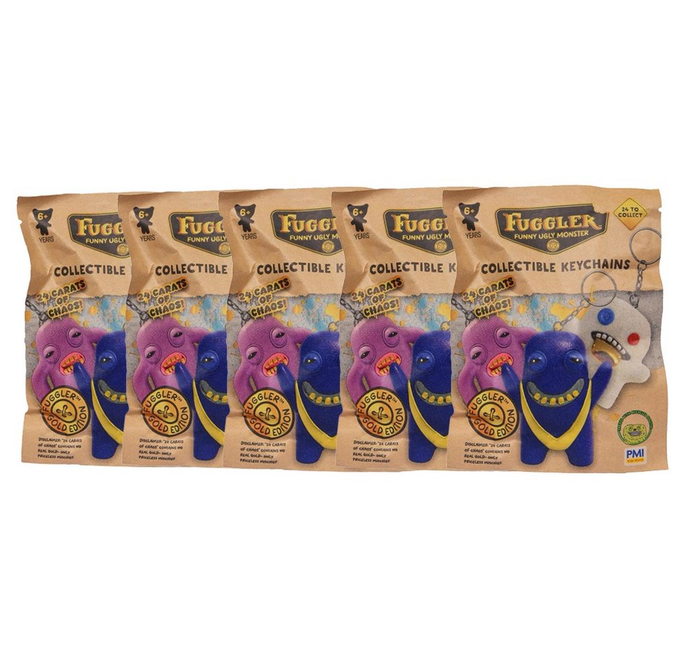 Fuggler Actionfigur Fuggler Schlüsselanhänger Gold Edition Blind Pack 5er Bundle, 6,5 cm