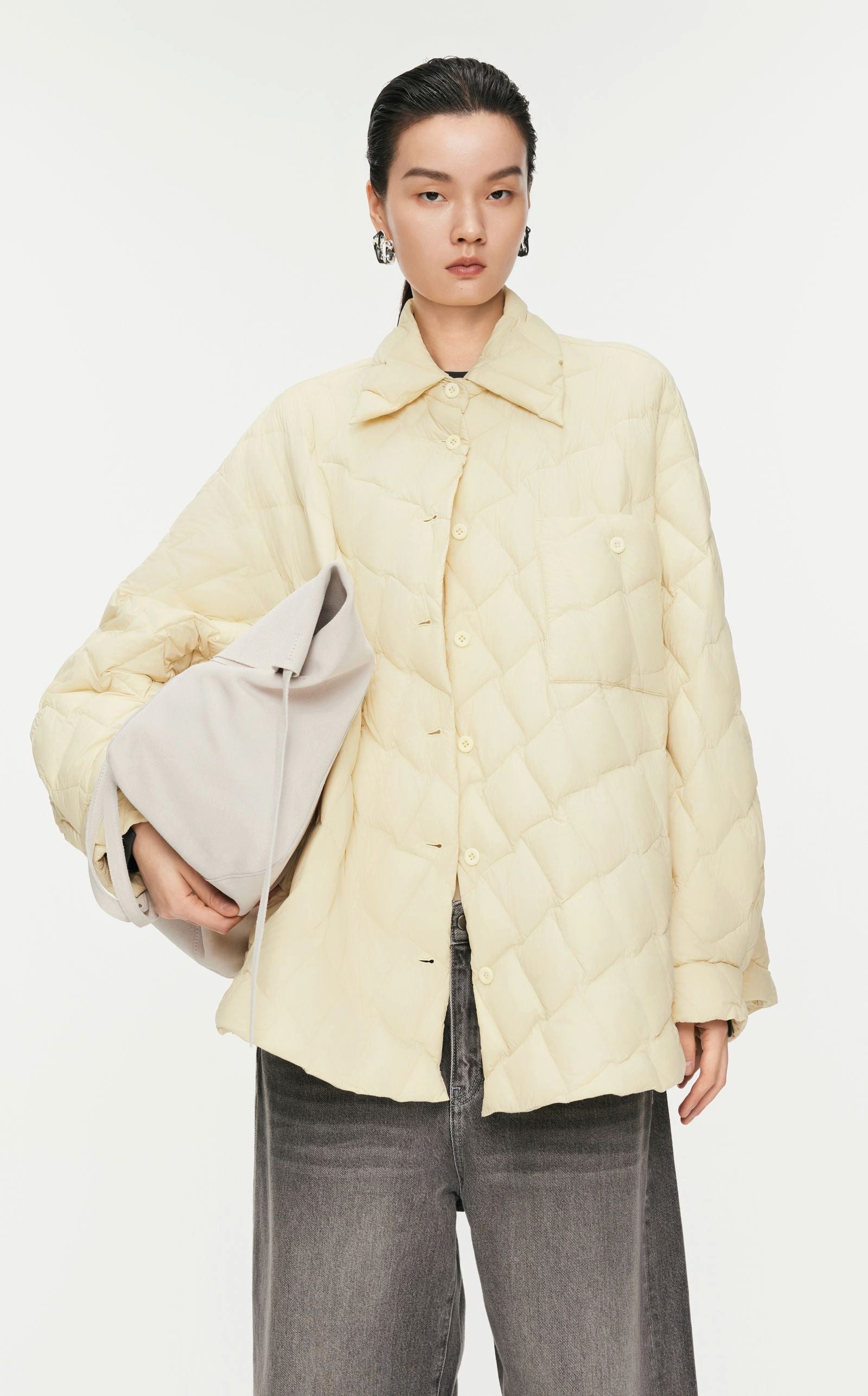 JNBY Daunenjacke Oversize Cone shape Daunenjacke Übergang mit Kachelsteppung