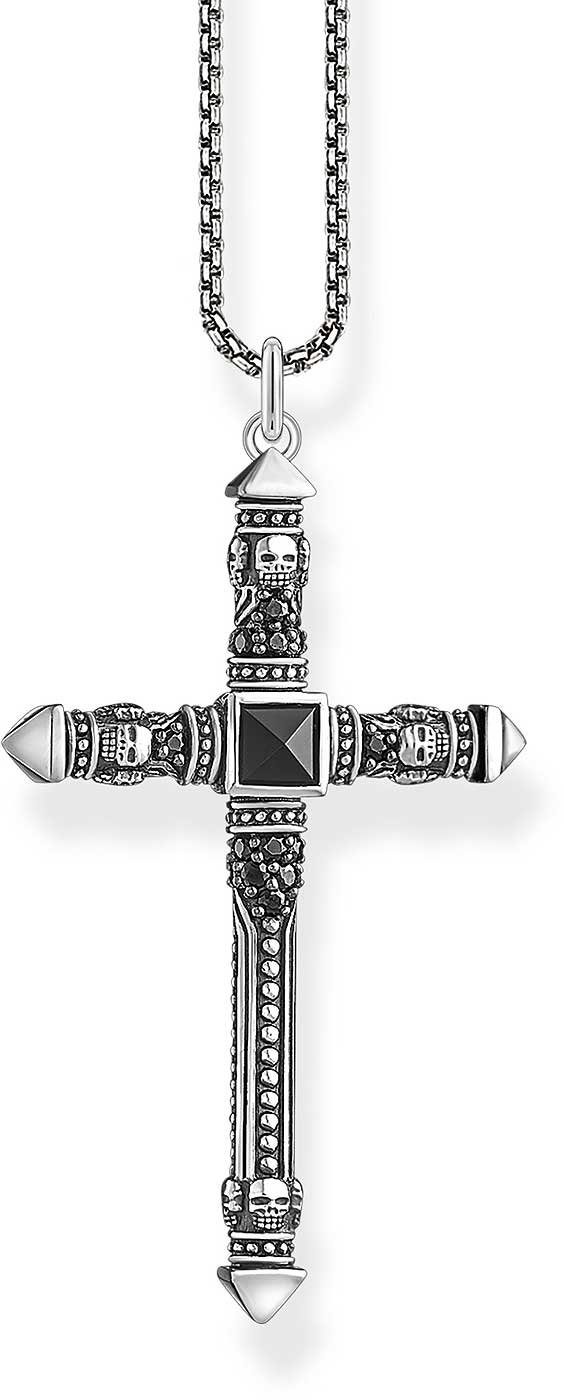 Silberkette Halskette mit Kreuz und feinen Dot-Strukturen - 925 Sterlingsilber, ge