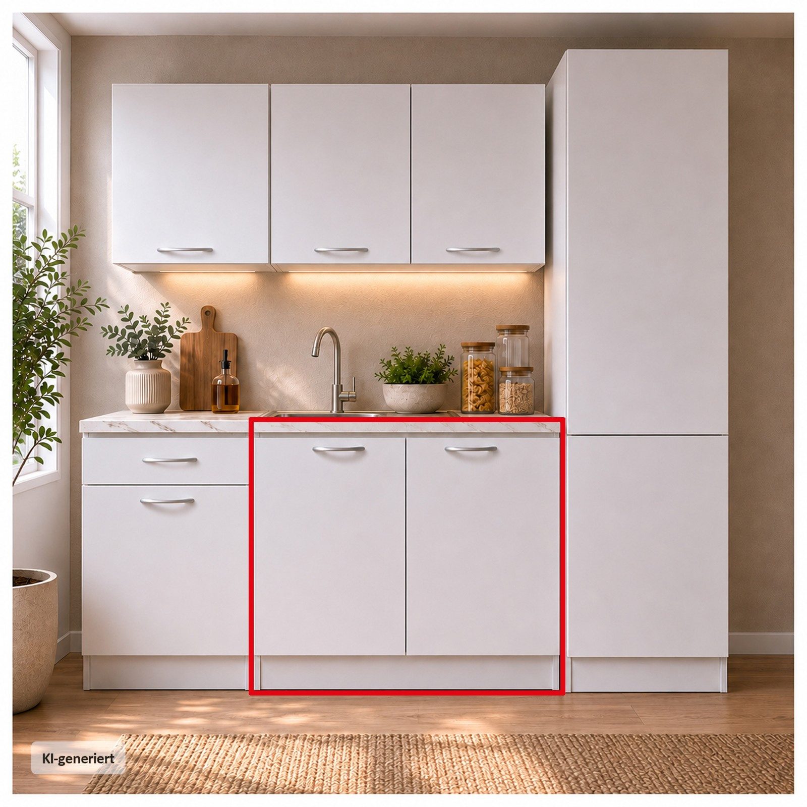 HTI-Living Spülenunterschrank Spülenunterschrank Jenna Weiß 80 cm (1 Stück, 1-St., 1 Spülenunterschrank) Modular erweiterbar, modernes Design, Arbeitsplatte Marmoroptik