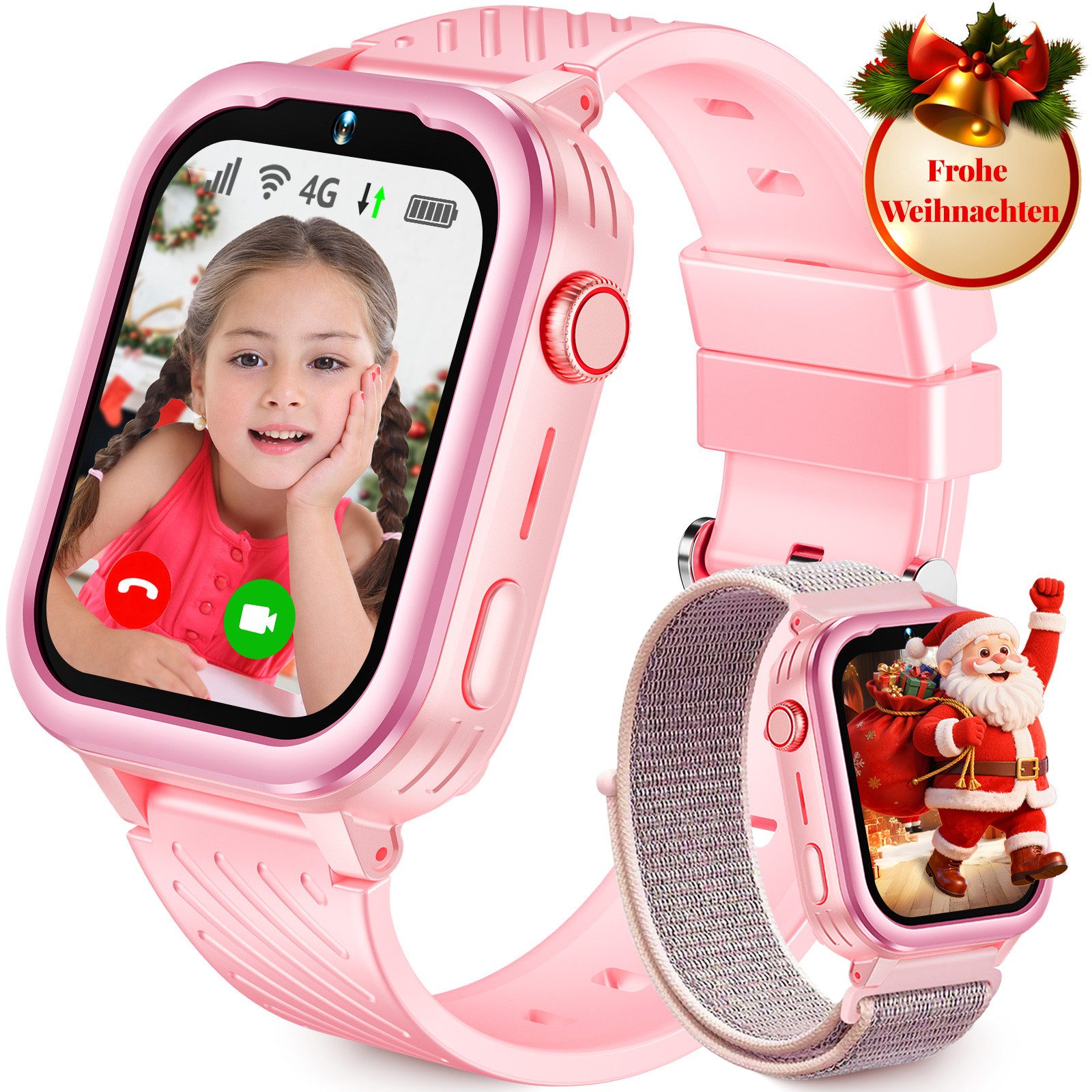 Yuede 4G Smartwatch Kinder mit GPS Ortung & Videoanrufe, Telefon Kinderuhr Smartwatch (2025 Neueste GPS Tracker Kinder mit GPS und 4G Telefon, SOS, WiFi, HD Videoanruf, Kamera, Schulmodus, cm/1,83 Zoll) IPS-Farb-HD-Touchscreen, IPX7 Wasserdichte Kinderuhr, Kinder Watch für Mädchen Jungen 3-16 Jahre Geschenk.