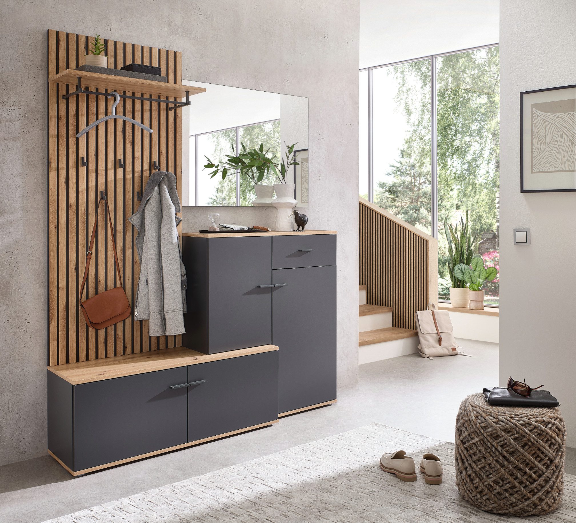 moebel-dich-auf Garderoben-Set COMO, (Paneel + Schuhschrank günstig online kaufen