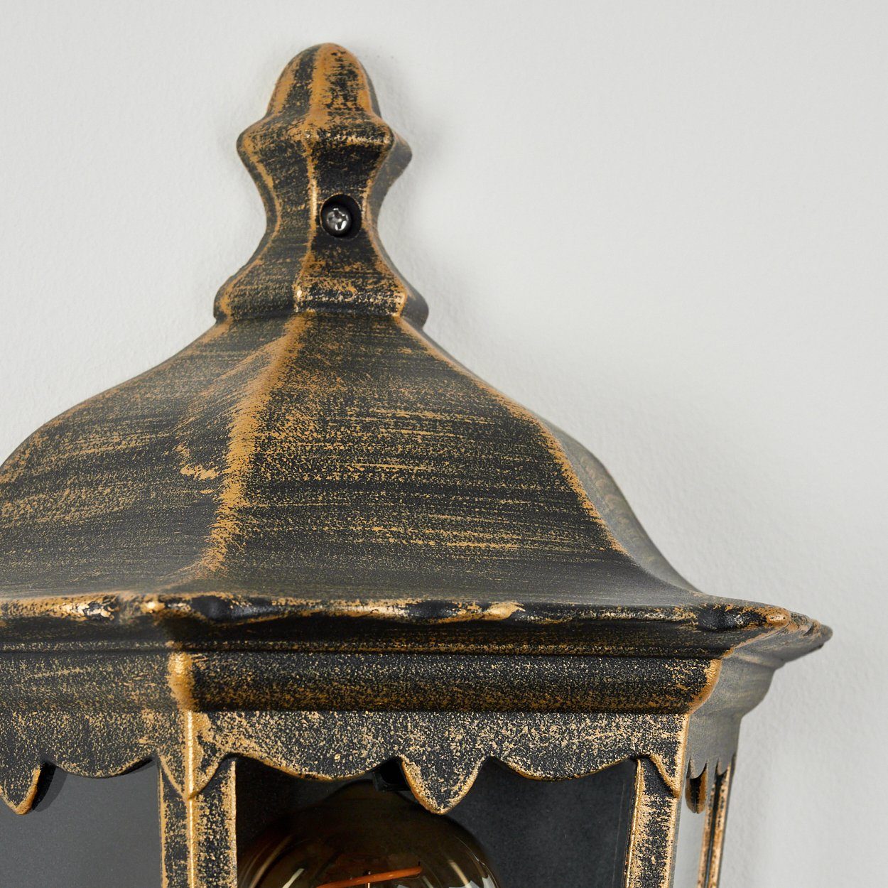 hofstein Außen-Wandleuchte »Viano« Wandlampe in antikem Look aus Metall/Glas in Braun-Gold/Klar, ohne Leuchtmittel, Wandleuchte m. E27, Außenleuchte