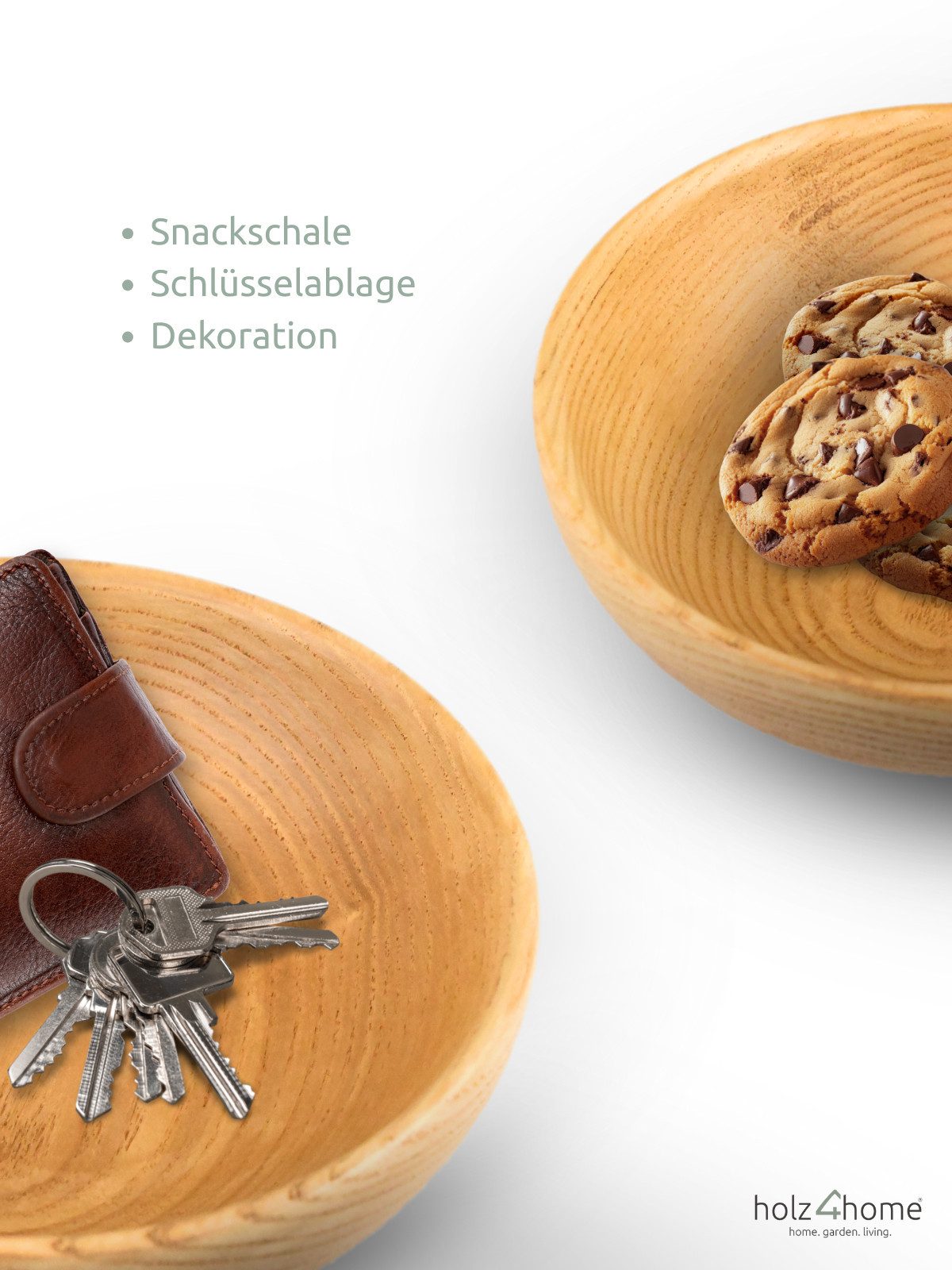 holz4home® Dekoschale Snackschale aus Eschenholz I Schlüsselablage Massivholz – Bild 5 von 5