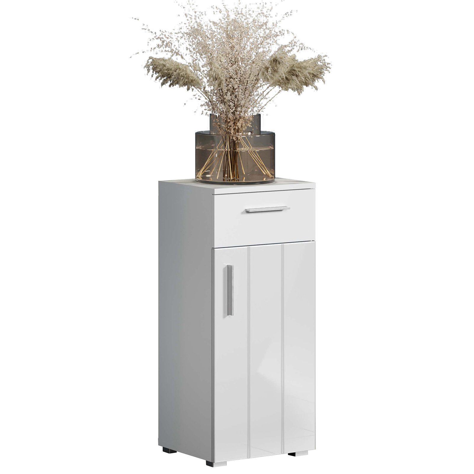 trendteam Midischrank Badkommode Badezimmerschrank Badschrank Kommode Weiß 37x83x31cm