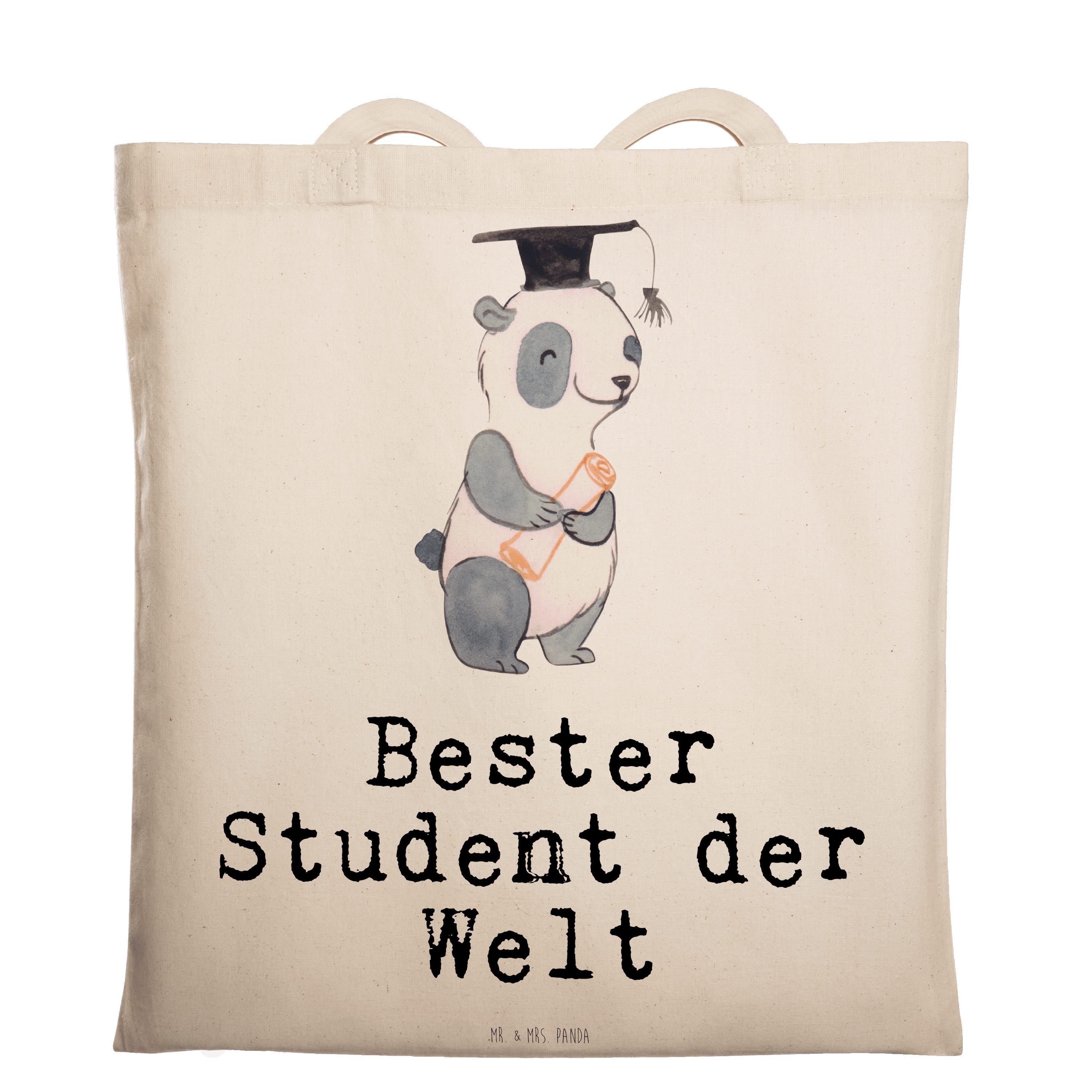 Welt Student Panda Transparent Tragetasche - Mrs. - Panda (1-tlg) der & Geschenk, Bester Mr. Geburtstagsge