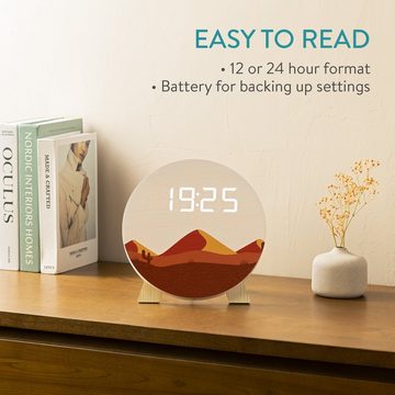 Navaris Tischuhr Design Digitaluhr aus Holz - LED Wanduhr - Uhr mit USB Kabel