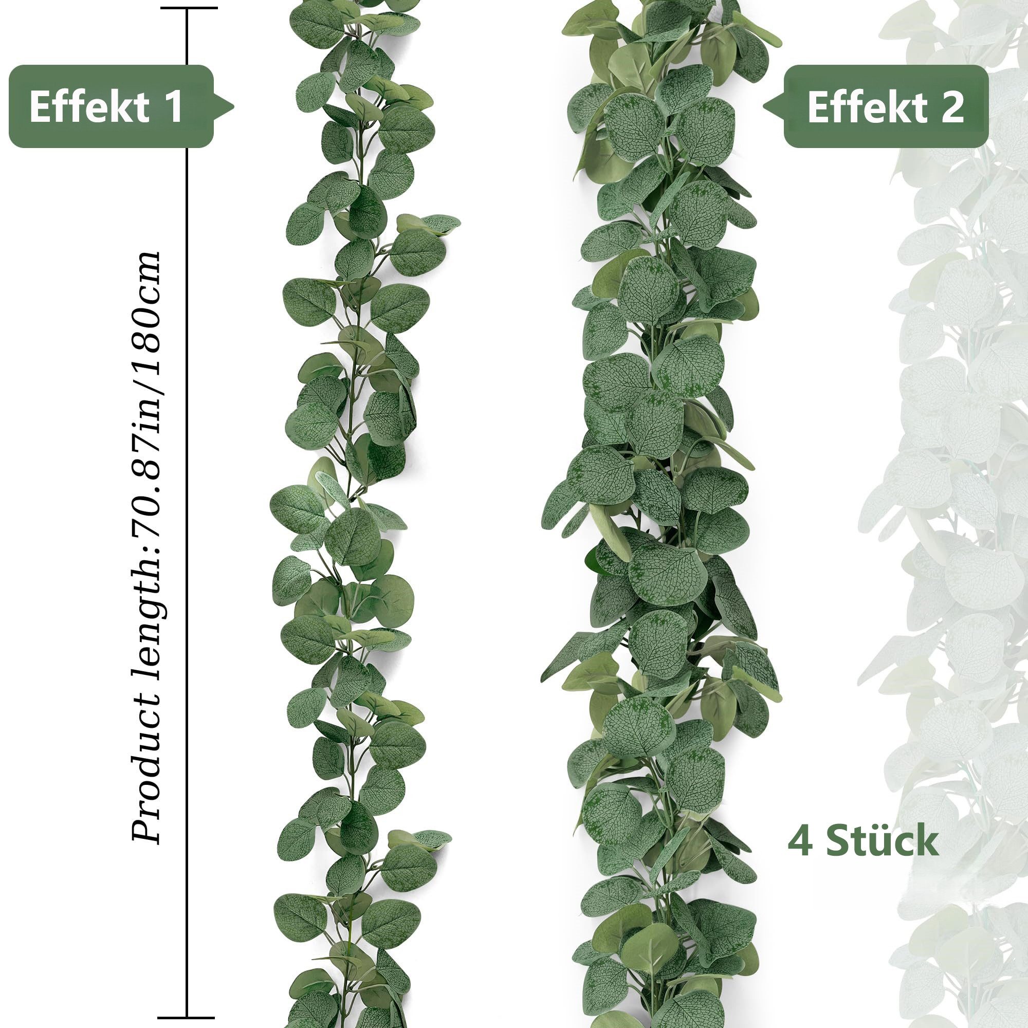 Kunstpflanze 4 Stück Künstliche Eucalyptus Blätter Girlande deko Hängepflanzen, FOUORTUNATE-BEE, Hochzeitsdeko für Hochzeit Tisch Frühlingsgirlande Blumenschmuck