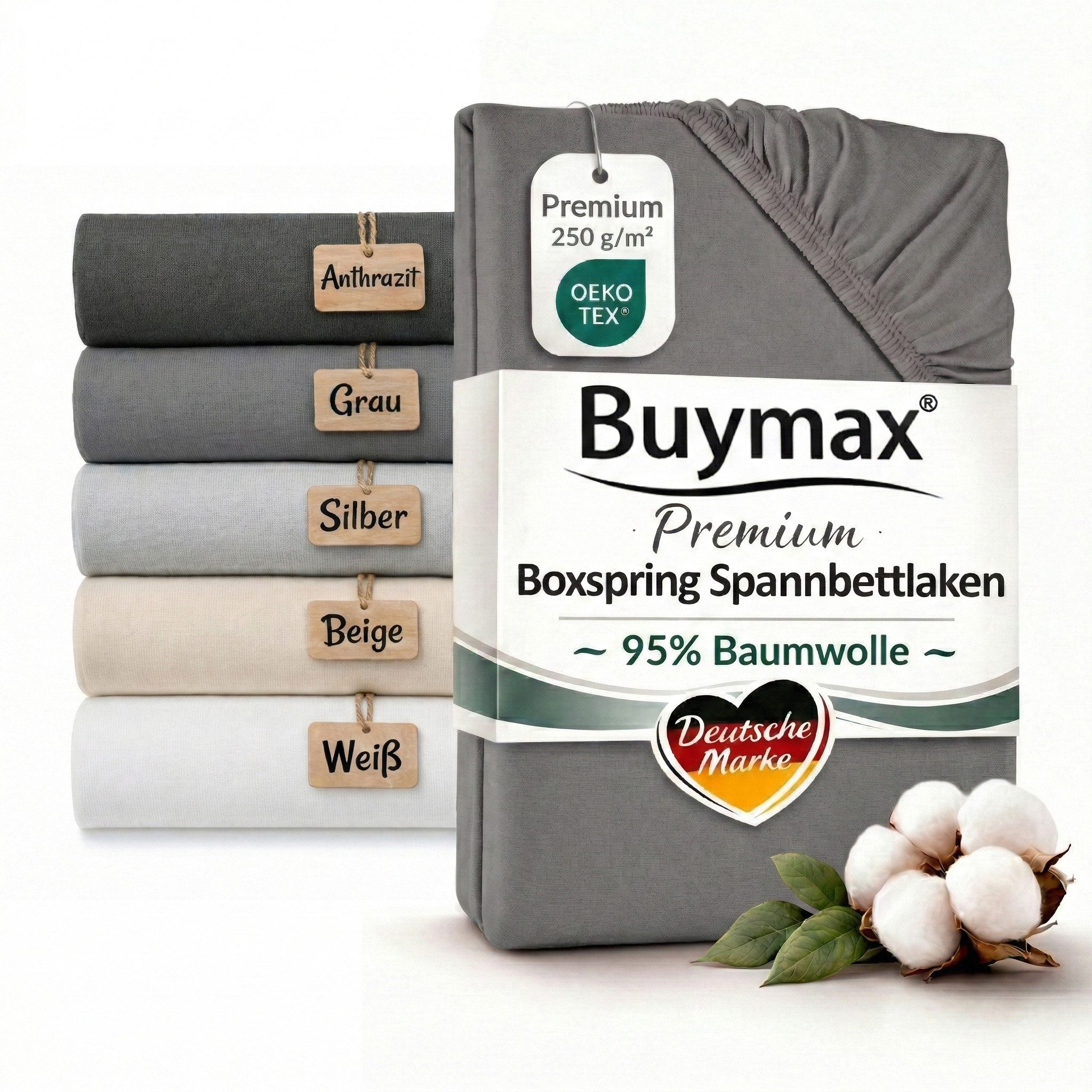 Spannbettlaken Premium Jersey für Boxspringbett, 95% Baumwolle, bis 35 cm
