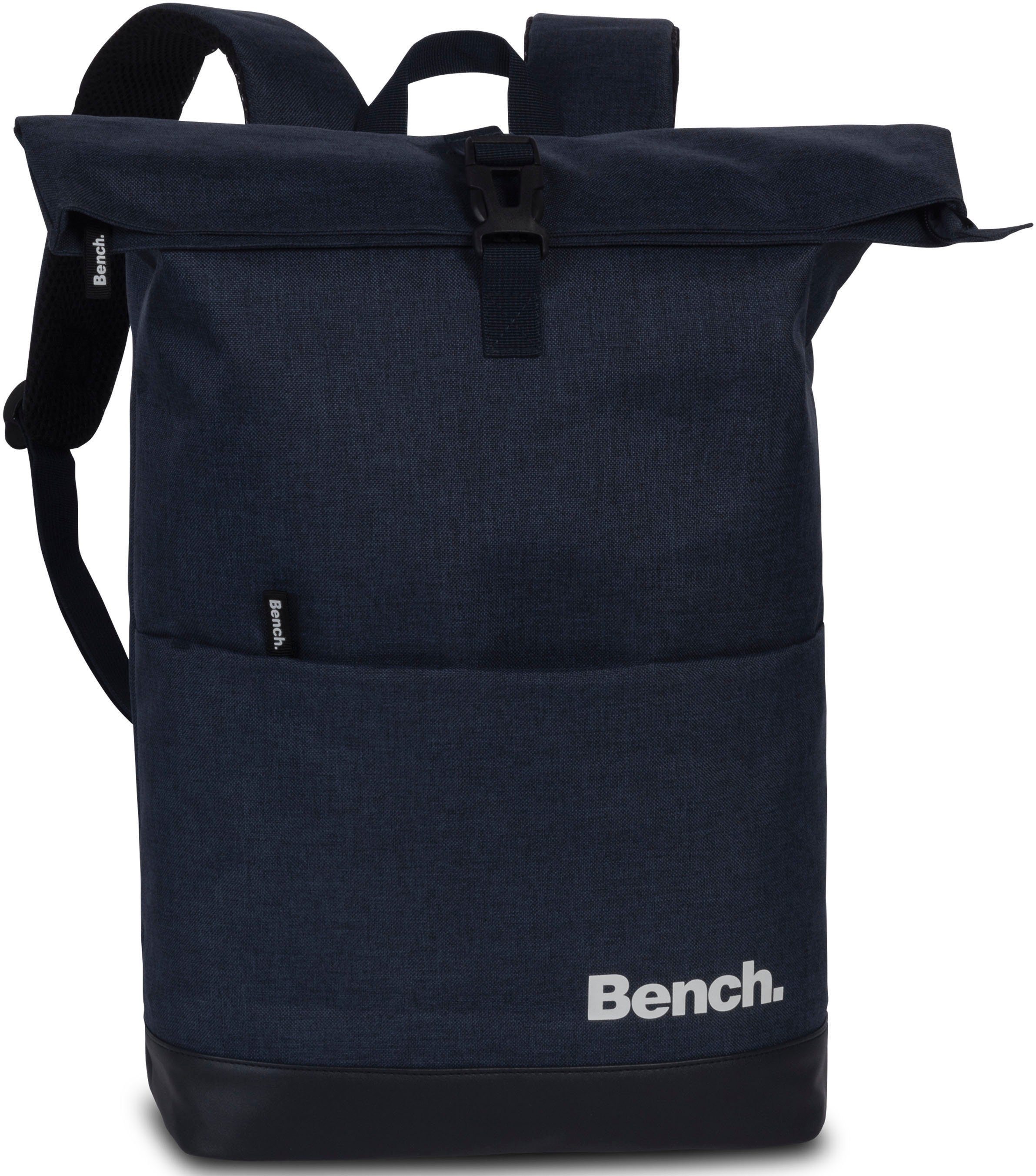 Bench. Laptoprucksack Roll-Top, dunkelblau/weiß, Freizeitrucksack Schulrucksack Arbeitsrucksack Cityrucksack