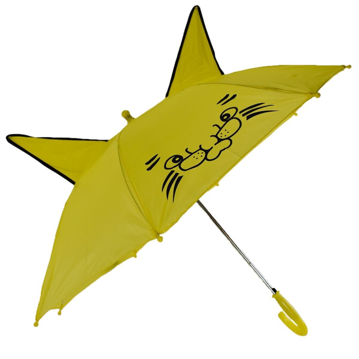 Marabellas Shop Stockregenschirm Regenschirm für Kinder Ø 90 cm mit Ohren und automatischer Öffnung, fröhliches Design Gelb