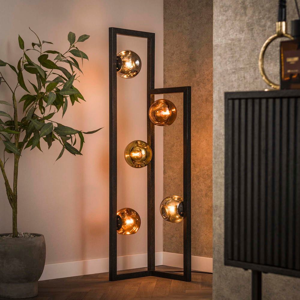 famlights Stehlampe famlights, Stehleuchte Frana in Mehrfarbig und Schwarz E27 5-flammig