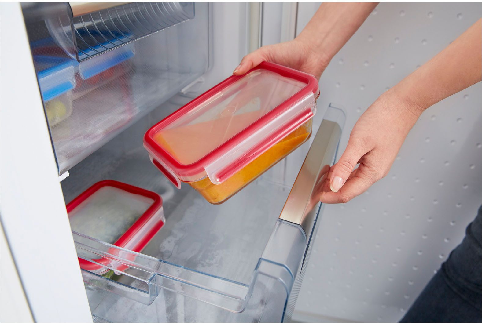 Emsa Frischhaltedose Clip & Close Glas Set, rechteckig, 100 % dichte Aufbewahrungsboxen, Glas, (Set, 4-tlg., 4 Dosen mit Deckel), spülmaschinen-, gefrier-, backofen-, mikrowellenfest