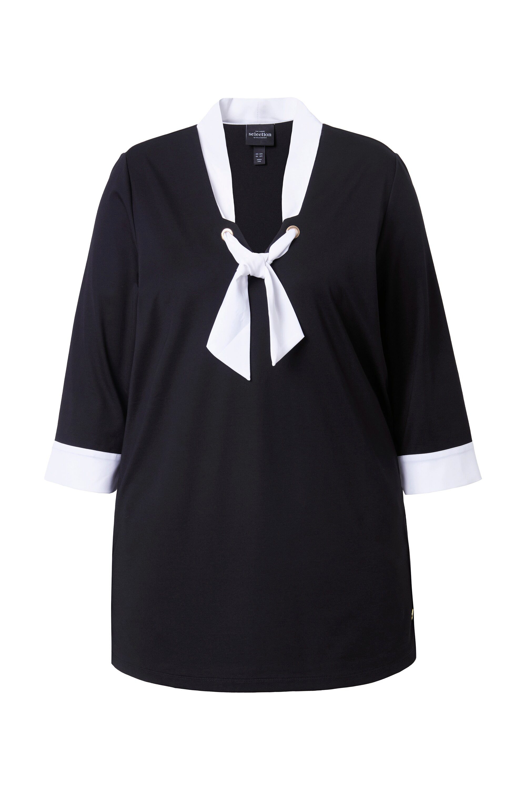 Ulla Popken T-Shirt Schluppen-Shirt A-Linie V-Ausschnitt 3/4-Arm günstig online kaufen