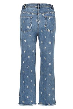 MIAMODA Regular-fit-Jeans 7/8-Jeans Slim Fit Herzen-Stickerei 5-Pocket