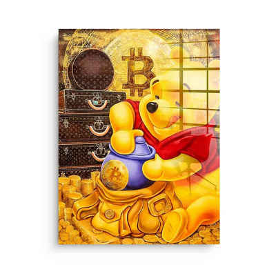DOTCOMCANVAS® Acrylglasbild Bitcoin Bear - Acrylglas, Acrylglasbild Bitcoin crypto Pu der Bär Winnie-the-Pooh Comic Pop Art
