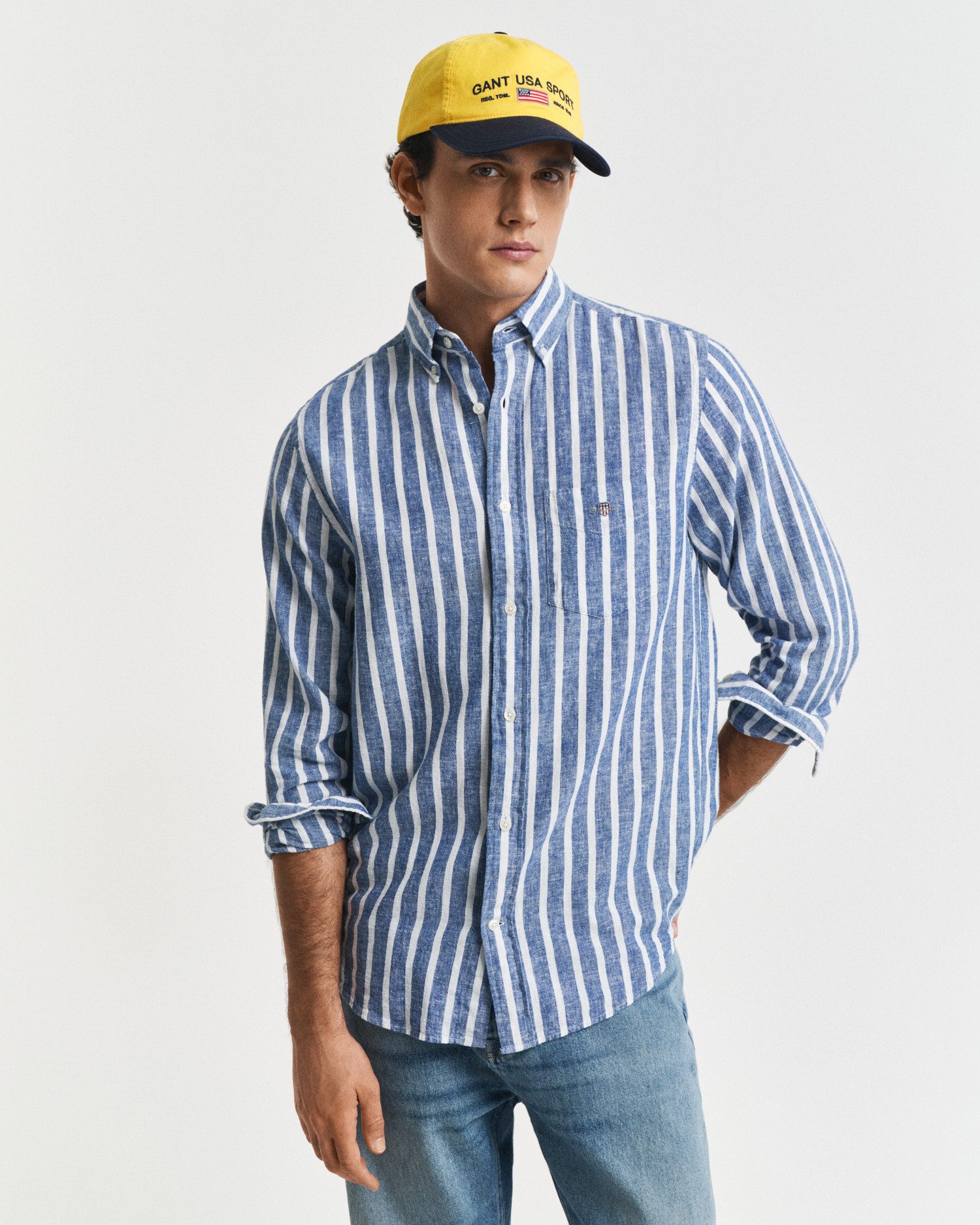 Langarmhemd REG COTTON/LINEN STRIPED SHIRT