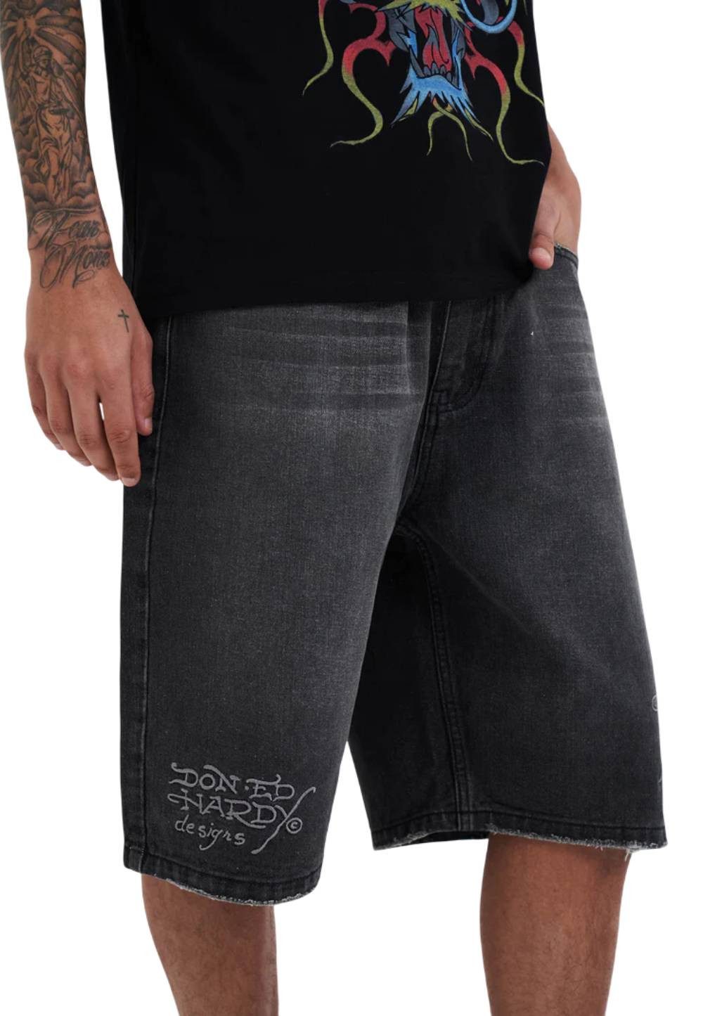 Ed Hardy Jeansshorts Short Jeans Ed Hardy Death or Glory black